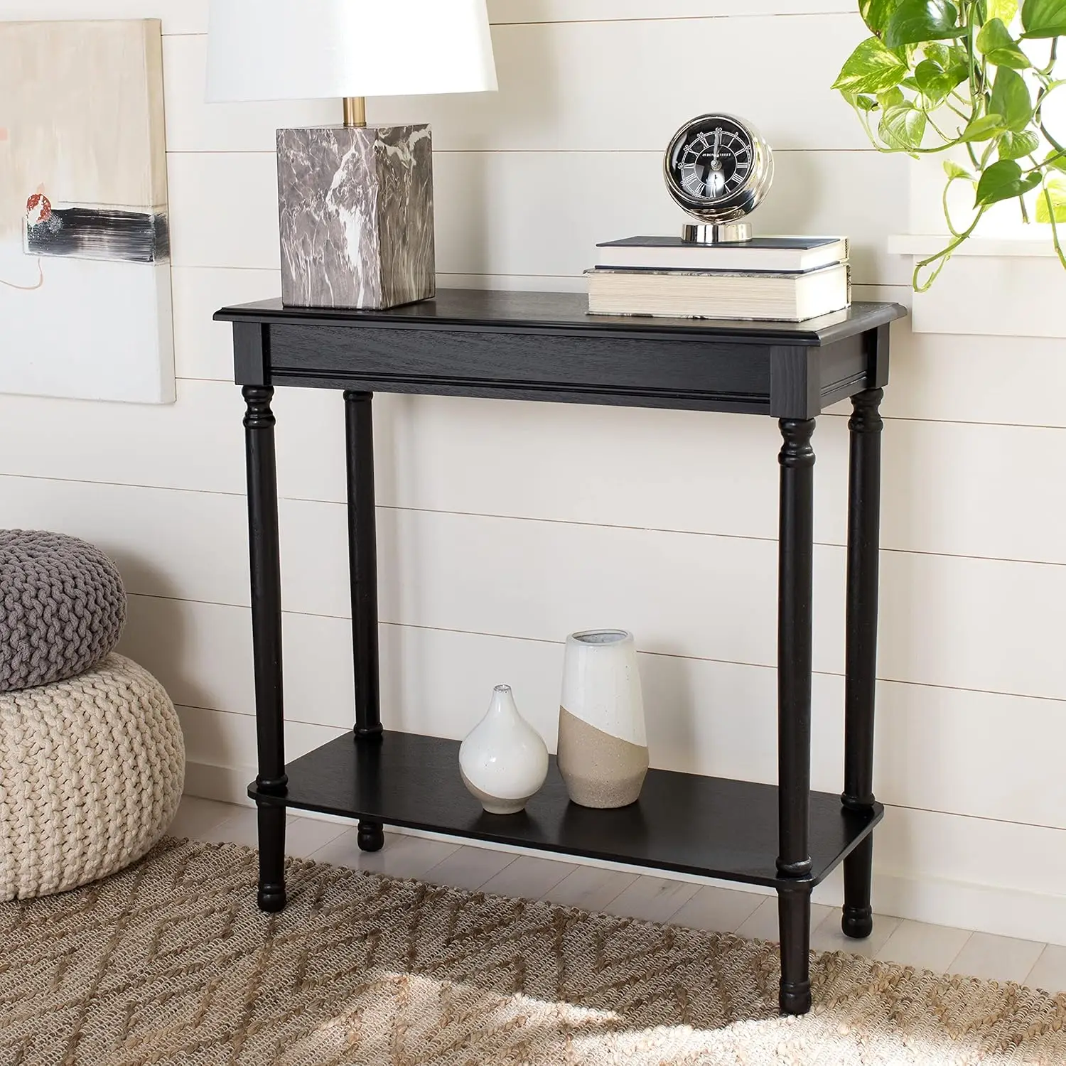 

Home Collection Tinsley Black Rectangular Bottom Shelf Console Table