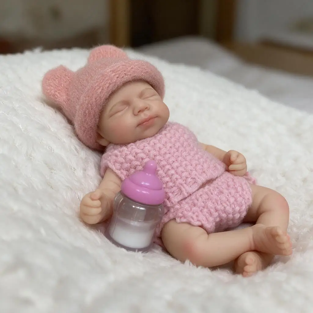 6 Inch Pascale Full Body Solid Silicone Reborn Doll Closed Eyes Hand Painted Waterproof Lifelike Collectible Art Gift