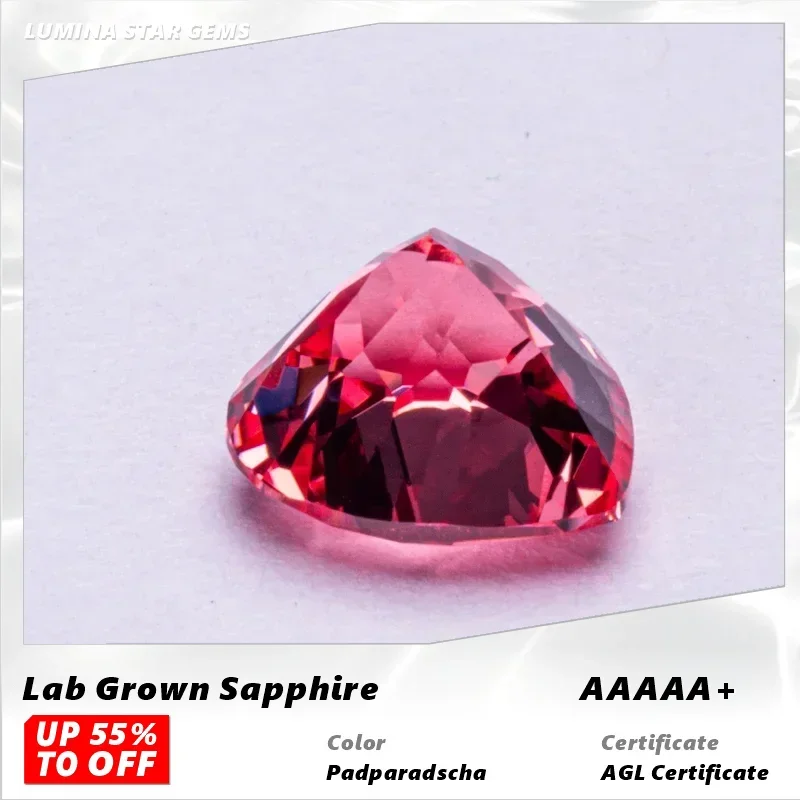 

L-Lab Grown Padparadscha Heart Shape Red Color VVS1 Gemstone for Charms Diy Jewelry Making Rings Selectable AGL Certificate