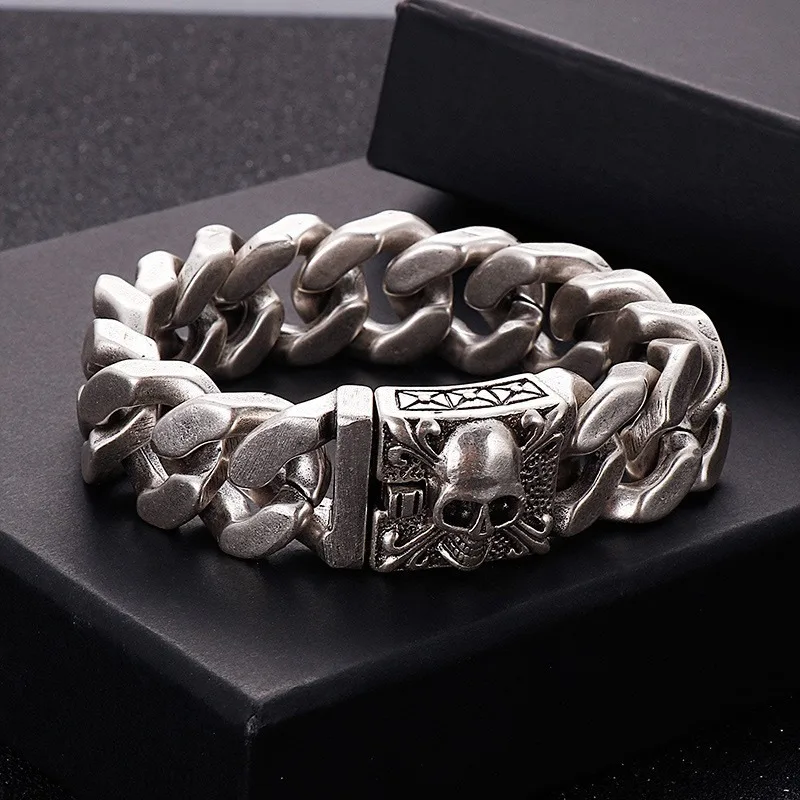 

Hip Hop Pirate Skull Cross Bracelet Titanium Steel Chain Bangles for Men Women Punk Rock Y2K Fashion Jewelry Bangle Accessories
