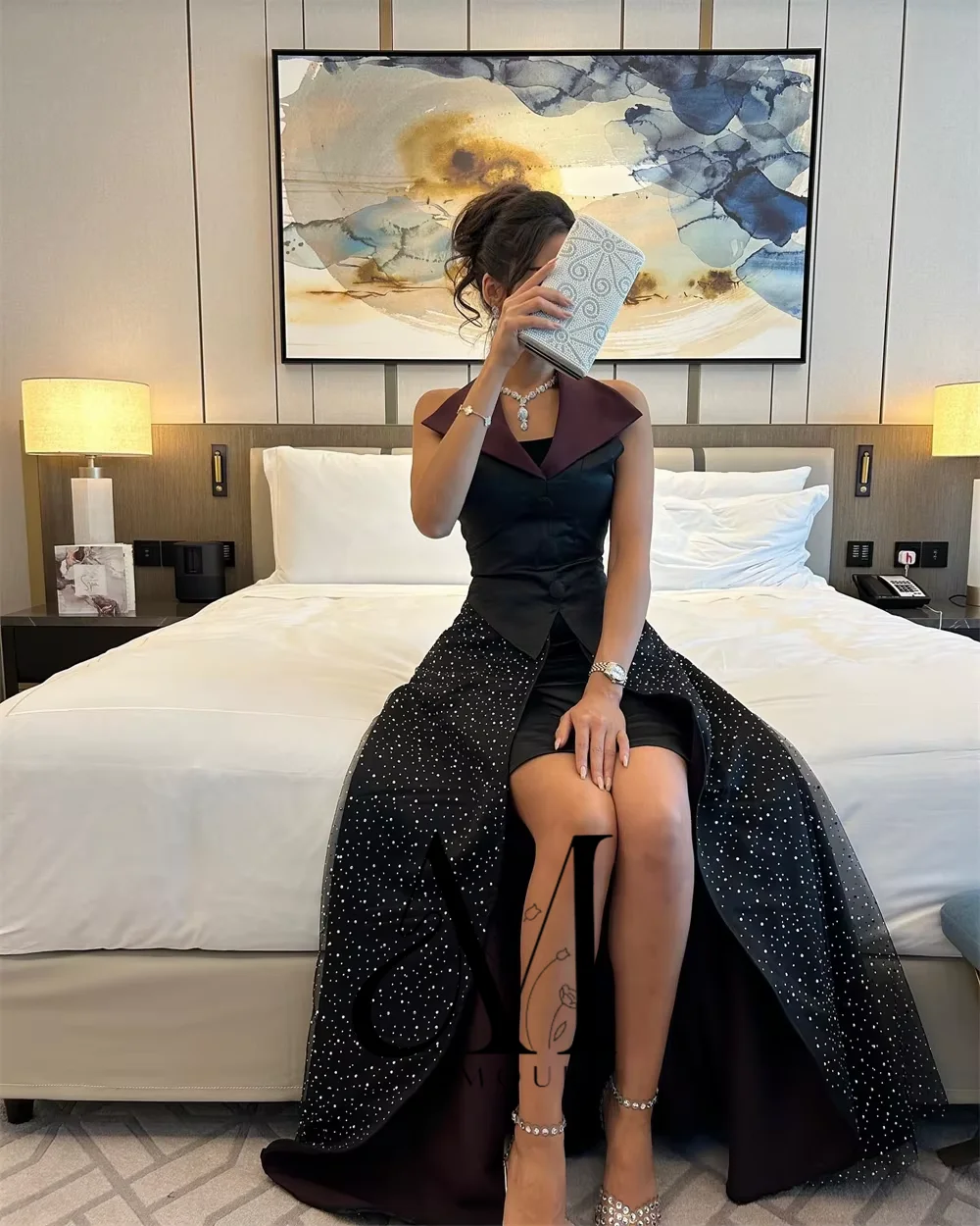 Amour Customized Fashion Intricate V Neck Empire Sequin Floor Length Sleeveless Button Tank Formal Evening Gowns платье женское
