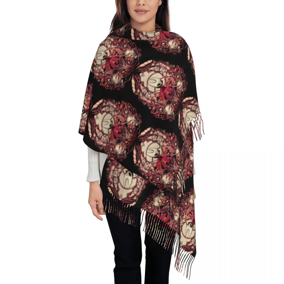 

Шаль Hollow Knight Silksong для женщин, зимний теплый длинный мягкий шарф, инди-игры, экшн-приключения, шейный платок, шаль, шарфы