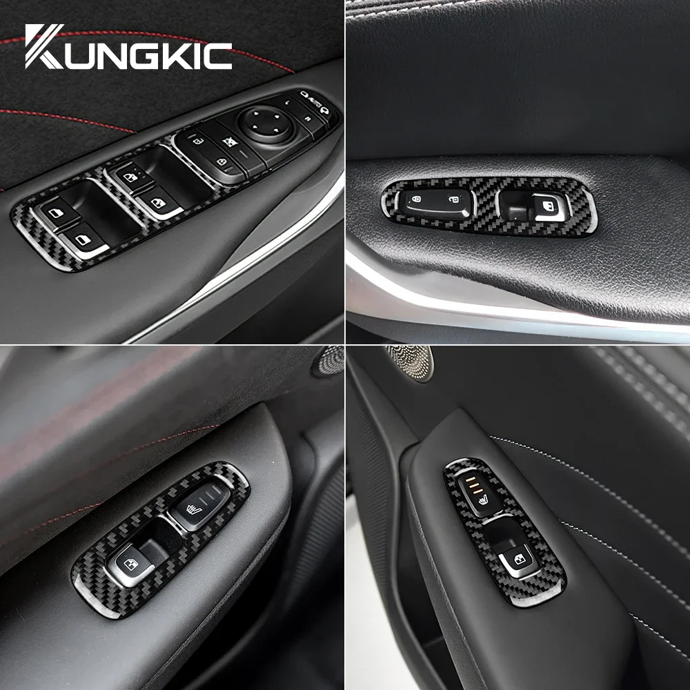 

For Kia Stinger 2019 2020 2021 2022 2023 Real Soft Carbon Fiber Sticker LHD RHD Car Door Window Button Panel Trim Accessories