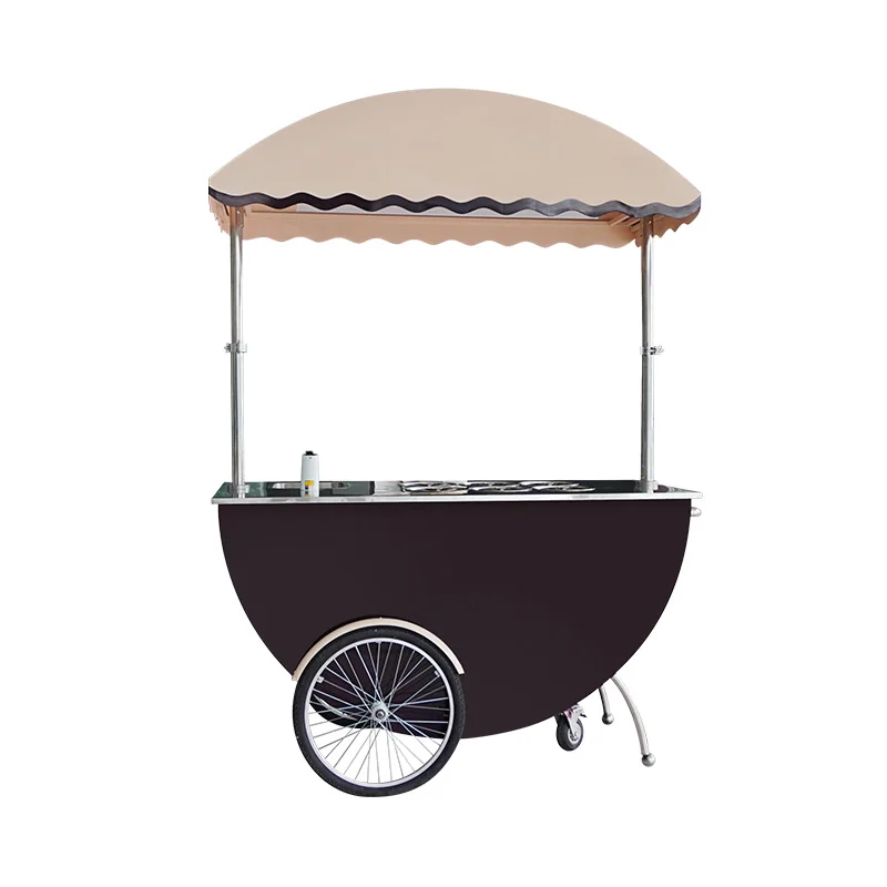 R*- Ice Cream Cart with Stainless Steel and Fiberglass LED Lighting for Candy Chips Outdoor Use