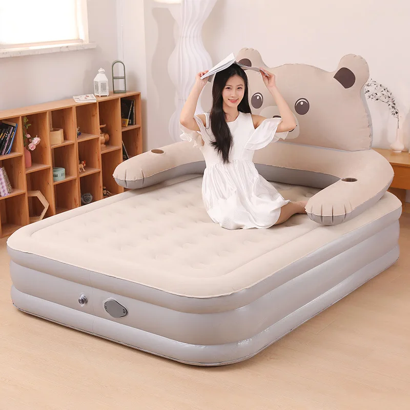 Outdoor Cartoon Inflatable Air Mattress, Built-in Pump, Camping Tent, Thickening, Automatic Inflatable Bed, Lunch Break Floor