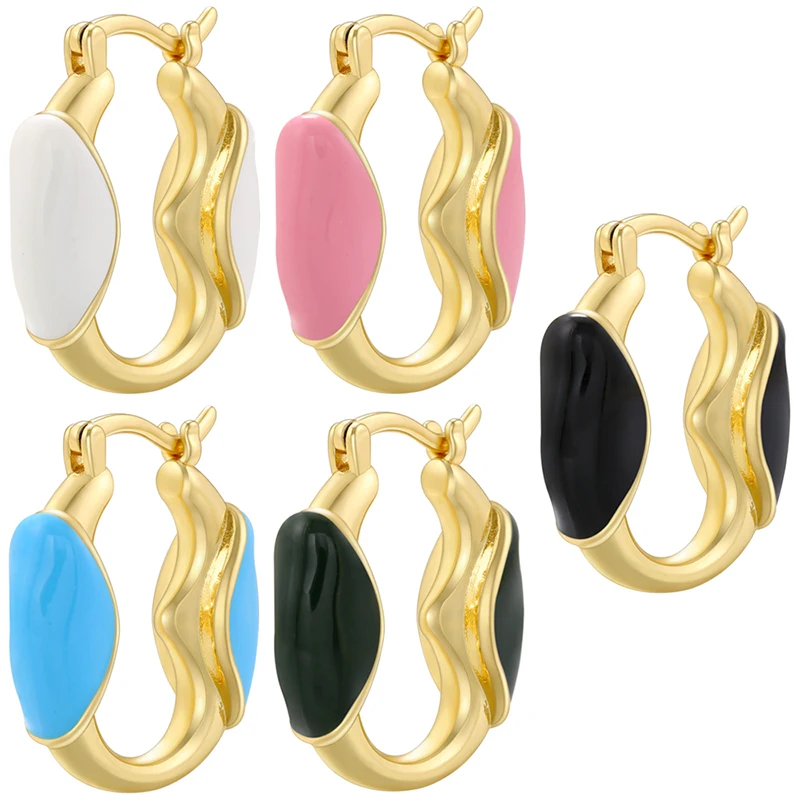 ZHUKOU 8 shape Hoop earrings enamel oil dripping women small hoop earrings Brass Color retention earrings Wholesale VE858