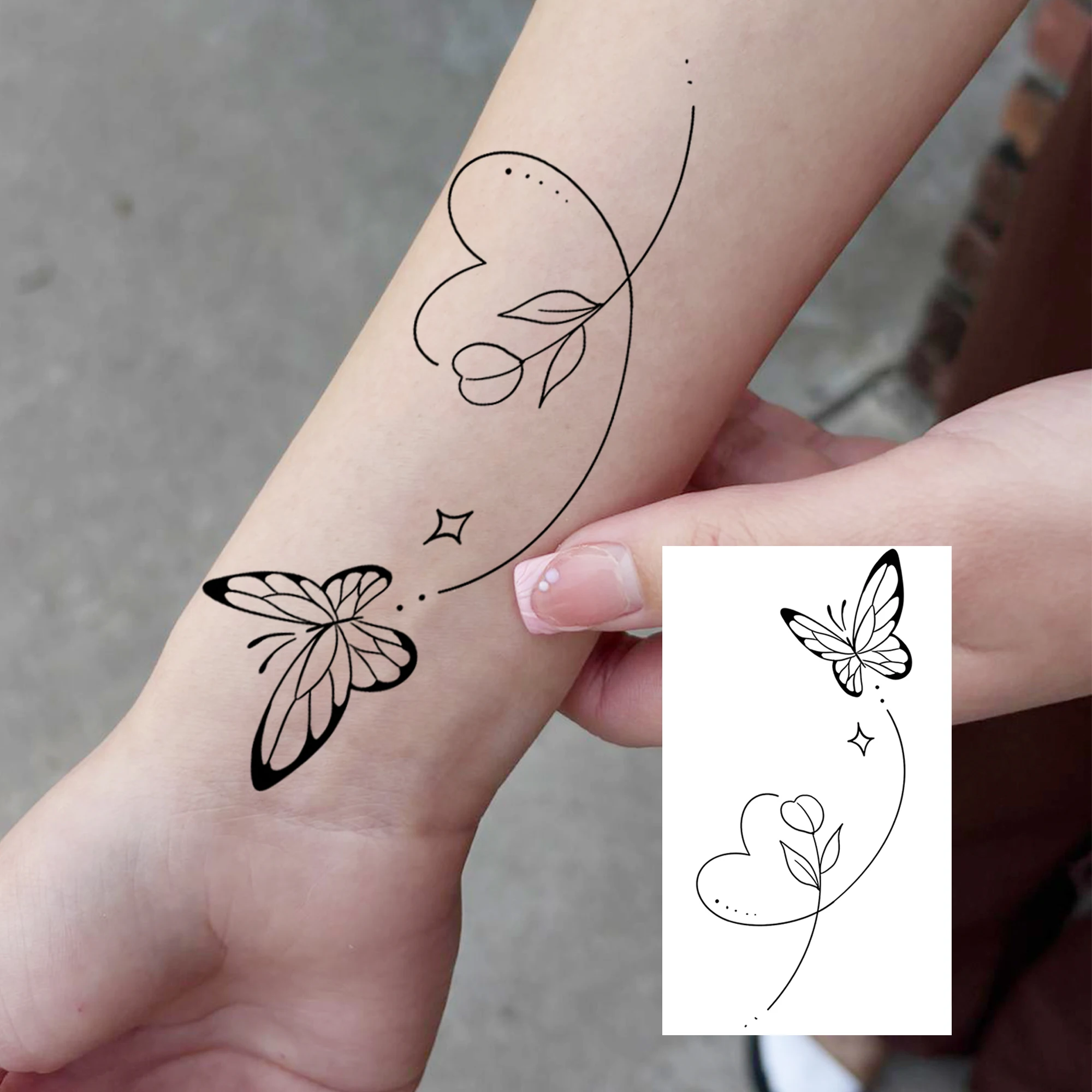 1 Sheet Watercolor Butterfly Dragonfly Temporary Tattoos For Women Hands Neck, Fake Tattoo Stickers Long Lasting Realistic Tatoo