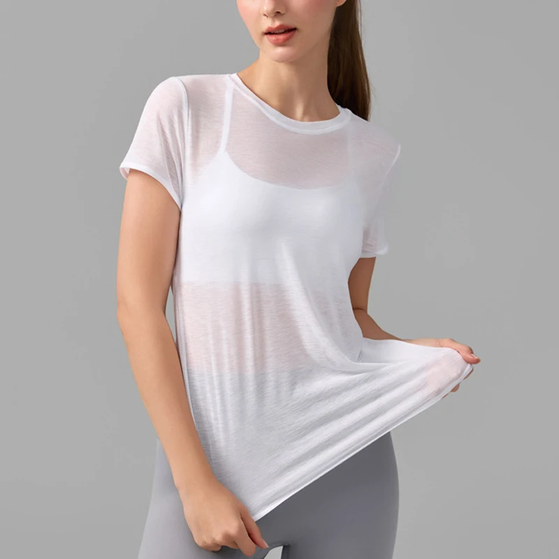 Short Sleeve Yoga T-Shirt Women Summer Solid Color Gym Running Top Breathable Quick Dry Sportswear Female Workout Clothes