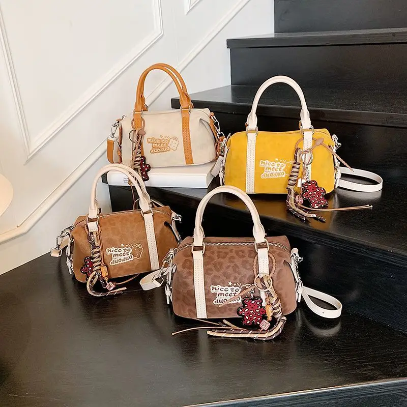 

JIAERDI милая ручная сумка Boston с вышитыми буквами, женская сумка через плечо с леопардовым принтом, большая вместительная женская повседневная сумка через плечо