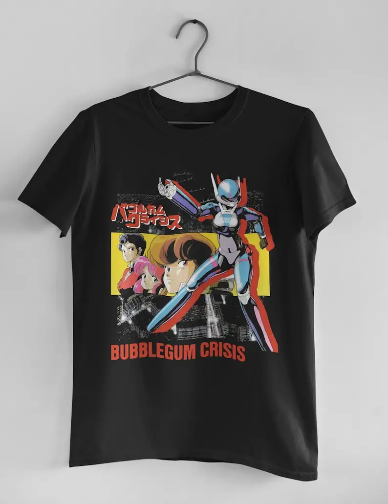 Bubblegum Crisis Camiseta unisex 80s Anime Vintage Manga Estética Megazone 23 Akira Ghost in the Shell Oldschool Armitage III