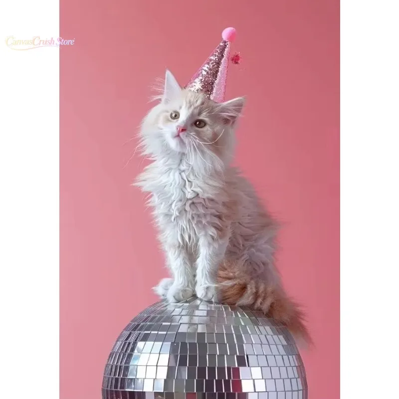 Pink Funny Cute Animal Bubble Party Disco Posters Kitten Llama Koala Prints Canvas Printing Wall Art Picture for Room Home 2026
