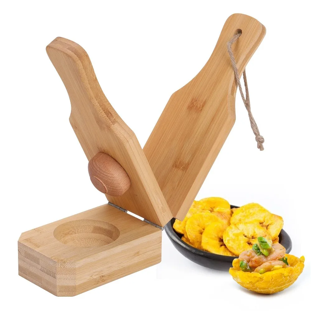 Hot 2 in 1 Banana Crusher Easy Storage Wooden Banana Smasher Portable Banana Cake Making Tool Fried Plantains Banana Smasher