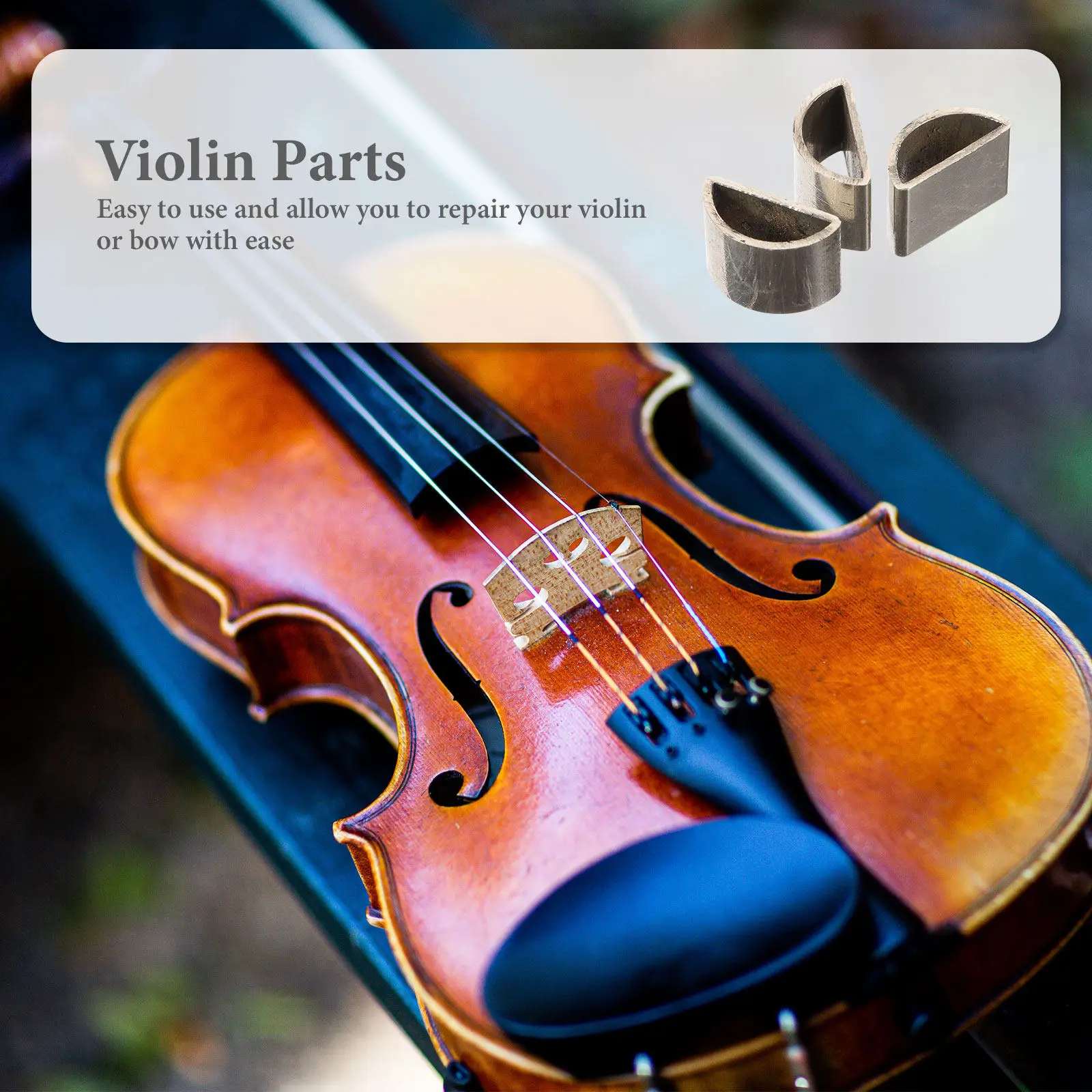 3Pcs Violin Bow Ferrule Copper Solid Replacement Parts DIY Repair Violin Accessories Frog Repair Parts Bow Frog Ferrules