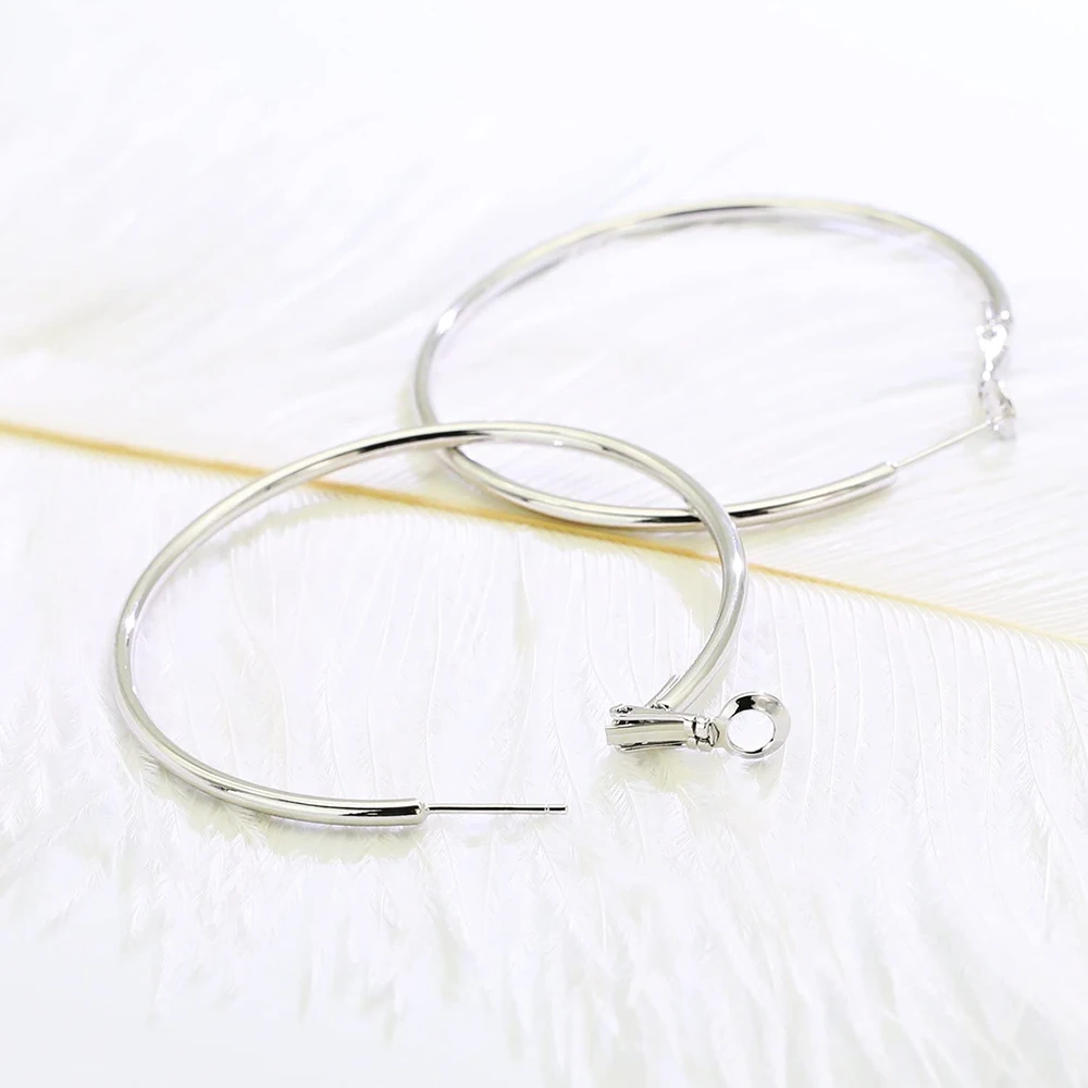 1 Pair Stainless Steel Big Hoop Earrings Smooth Exaggerated Circle Ear Loop Earrings for Women Party Jewelry from 30MM to 70MM