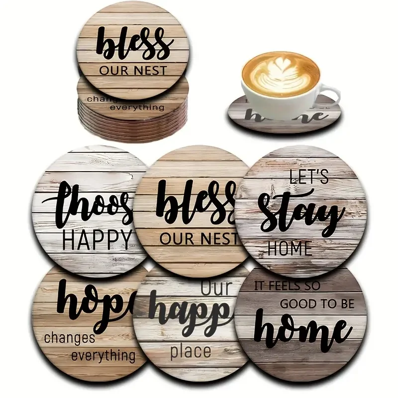 6pcs Acrylic Coasters with English Letter Patterns, Anti Slip Cup Coasters Suitable for Desk Decoration and Christmas Gifts