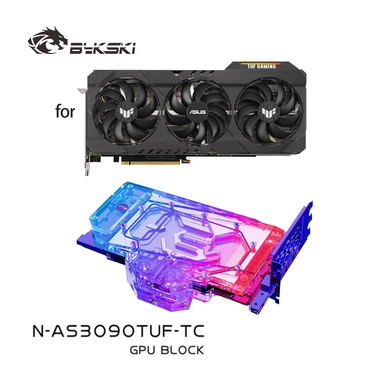 

Водяной блок Bykski N-AS3090TUF-TC для ASUS TUF RTX3080 10G GAMING/RTX3090 24G Active Backplane с водяным охлаждением, графическая карта