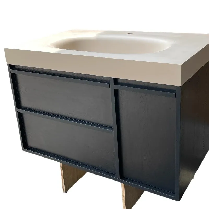 

Retro medieval style bathroom cabinet bath pure acrylic integrated basin multi-layer solid wood washbasin washbasin