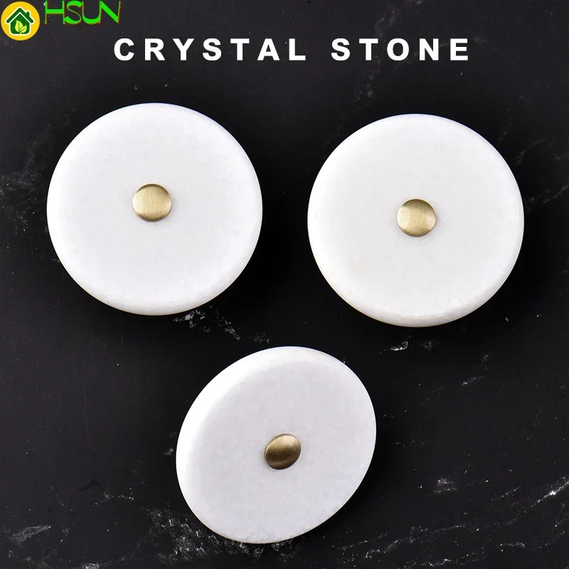 brass+ stone Knob / Dresser Knobs White Cabinet Pulls Knobs / simple Kitchen Door Handle Knob Furniture Hardware