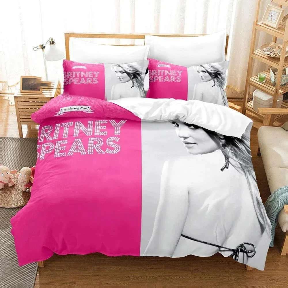 Conjunto de cama personalizável britney spears, capa de edredom cantor, fronha messi, decoração de quarto de menino adulto