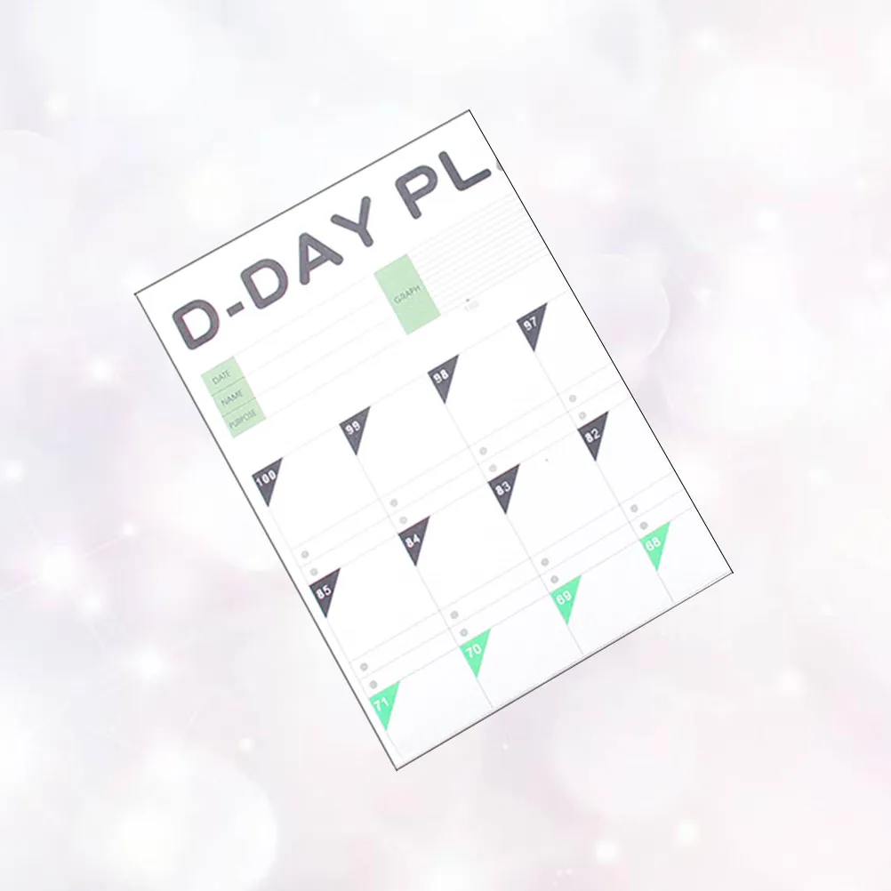 100 Day Countdown Calendar Learning Schedule Periodic Planner Table for Students Professionals Setting Time Management