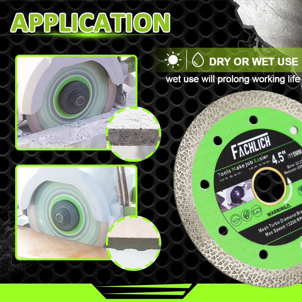 FACHLICH 1pc Dia105/115/125/180/230mm Diamond Mesh Turbo Cutting Disc Saw Blade Cutter Marble Granite Tile Ceramic Cut Plate