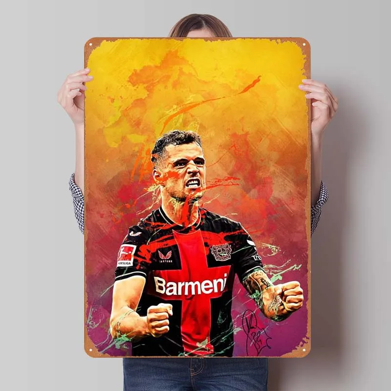 Granit Xhaka Poster Soccer Sports Tinplate Sign Corner Coffee Custom Metal Signs for Wall Art Decoration Home and Decoration