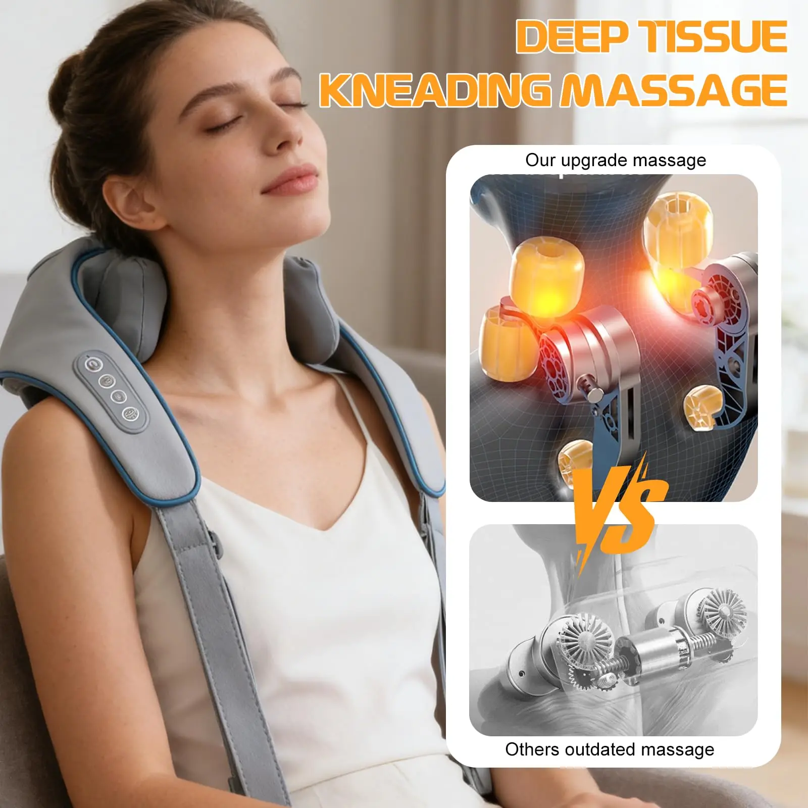 

Shiatsu Neck And Shoulder Massager with LED Red Light Kneading Spine Back Muscle Relaxer for Home Use Shoulder Massage Shawl