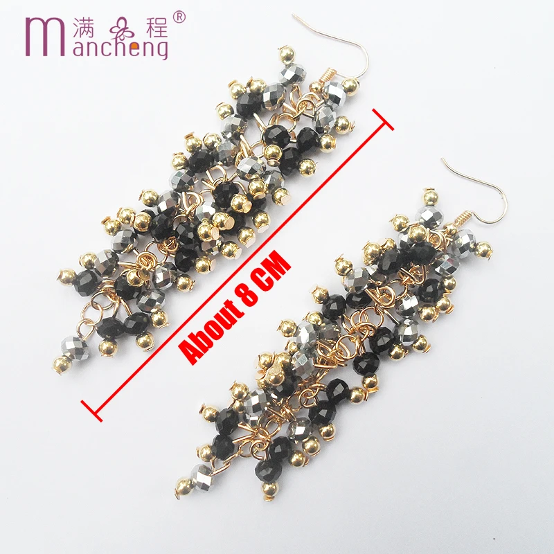 fnaf 2 rupee item Punk Grey Black Crystal Beads Halloween Long Tassel Drop Earrings For Women серьги тренд Trending Products