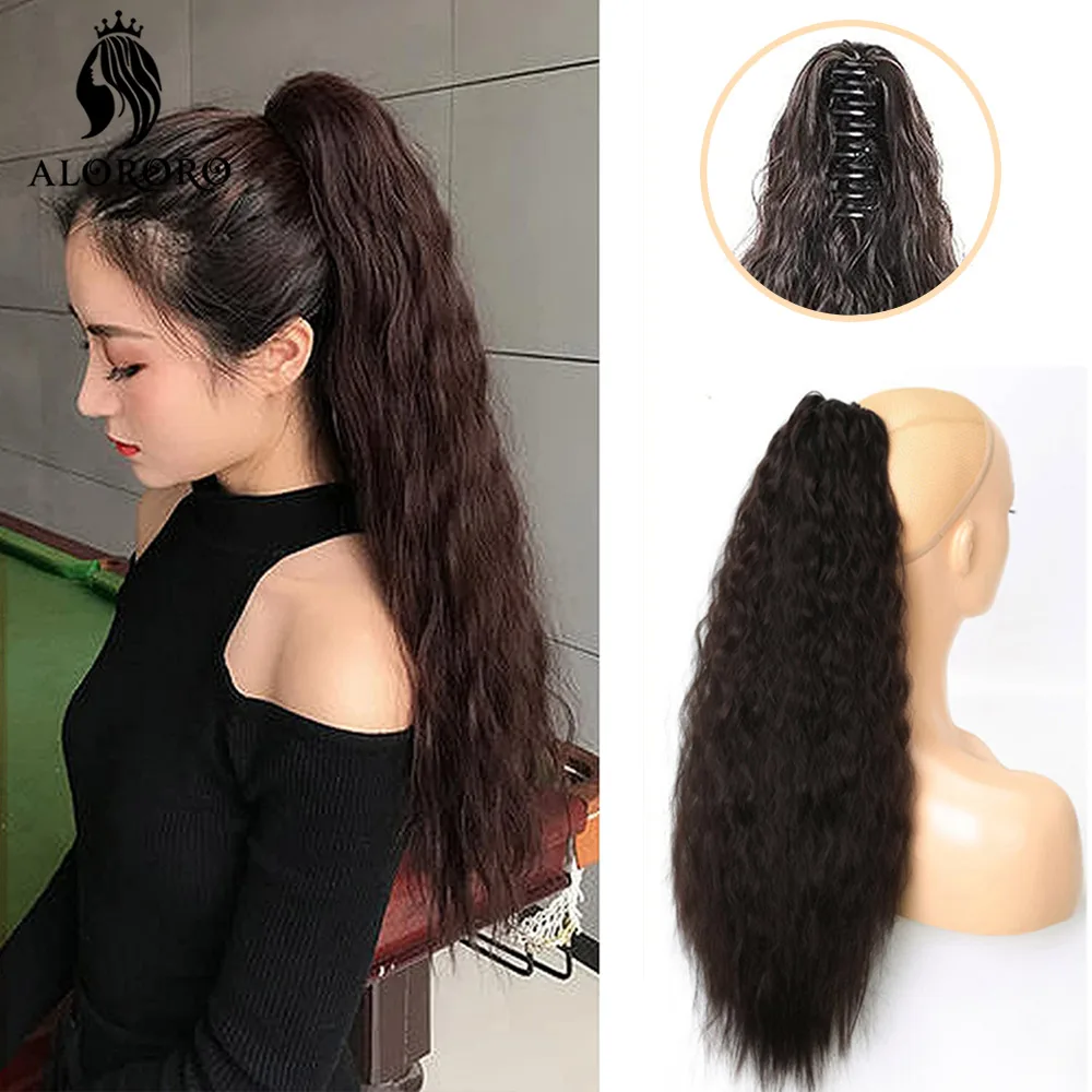 

Synthetic Hair Ponytail 24inch Curly Wavy Claw Clip On Ponytail Extensions Hair Heat Resistant Pony tail Hairpiece For Women