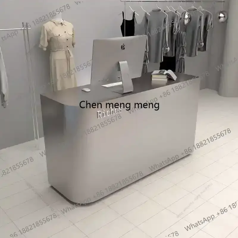 

Modern Simple Reception Desks Italian Silver Vestibule Reception Counter Storage Beauty Salon Furniture