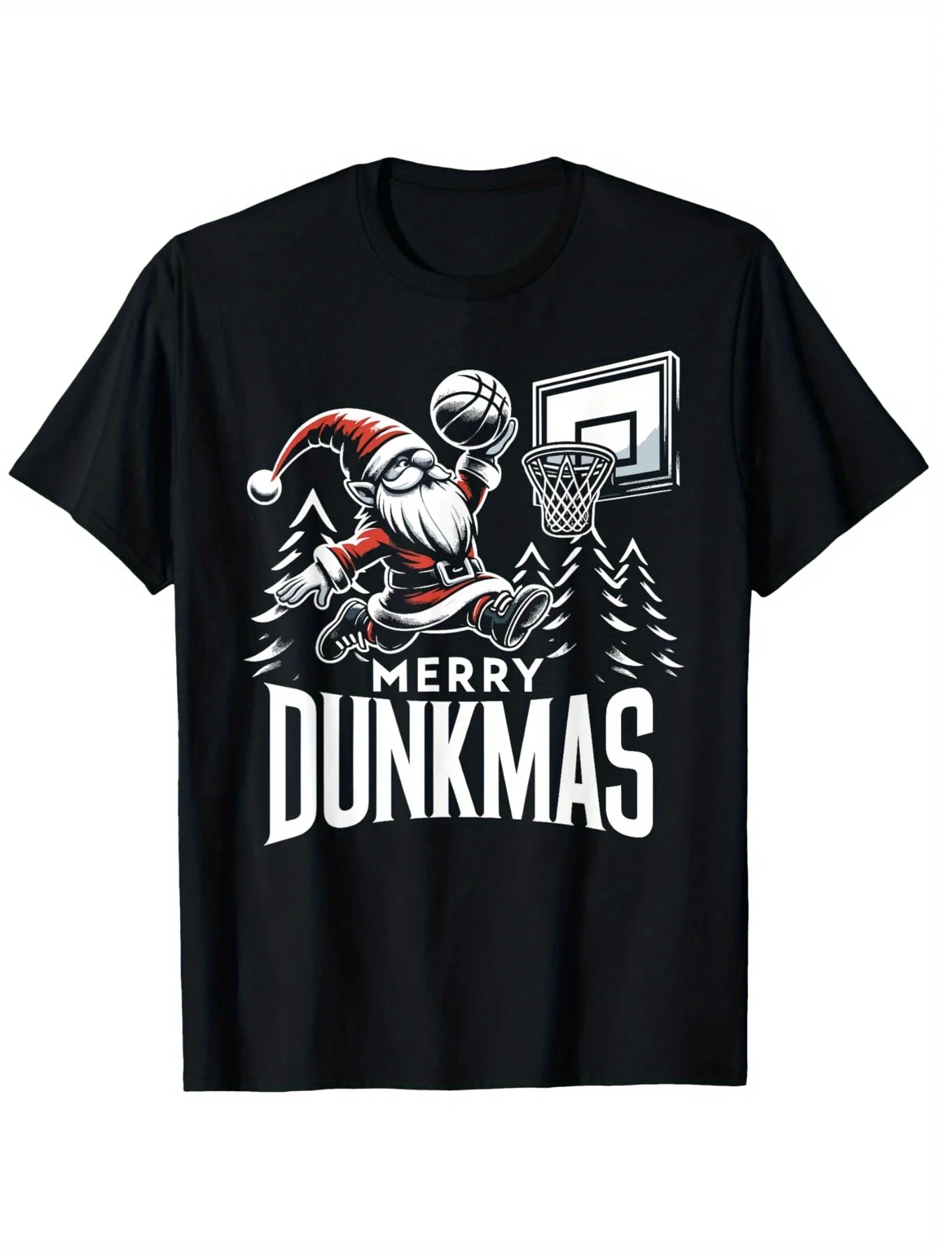 Basketball Gnome Merry Dunkmas, Christmas Basketball Player T-Shirt Men Clothing T Shirts Oversized T Shirt