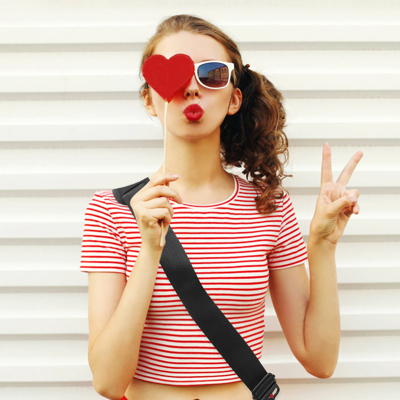 

Creative Guitar Case Straps Set Professional Shoulder Belts for Saxophone Drum Kit Black