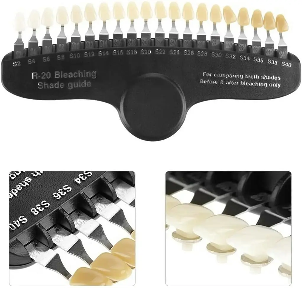 3D Shade Guide Tooth Shade Chart Board 20 Colors Comparator W/ Mirror Dental Plate Teeth Whitening Material