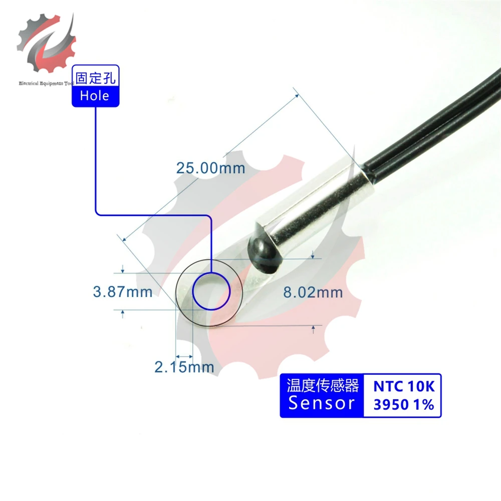 0.28Inch DC 4-28V Digital Thermometer LED Dual Display High Precision Temperature Sensor With NTC Waterproof Metal Dual Probe