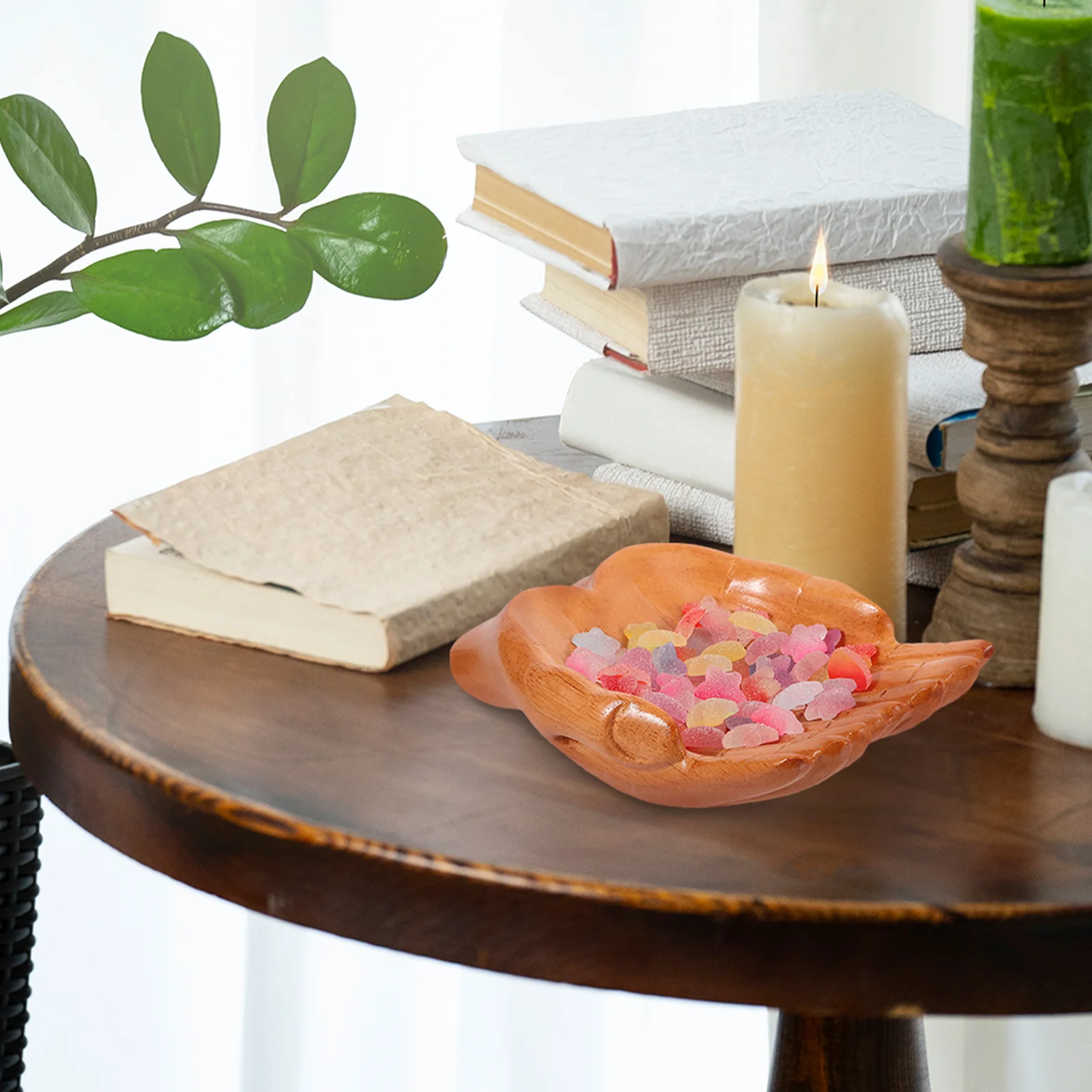 

Carved Wood Decorative Bowl for Keys Snacks Storage Hand Shape Design Centerpiece for Living Room Coffee Table Home Organization