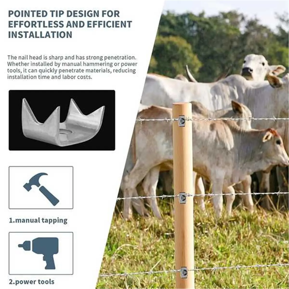 ~！【Best Seller】Fence Staples, Stainless Steel Fence Nails for Softwood, Reusable Wire Fence Staples Screws for Mesh and Woven F
