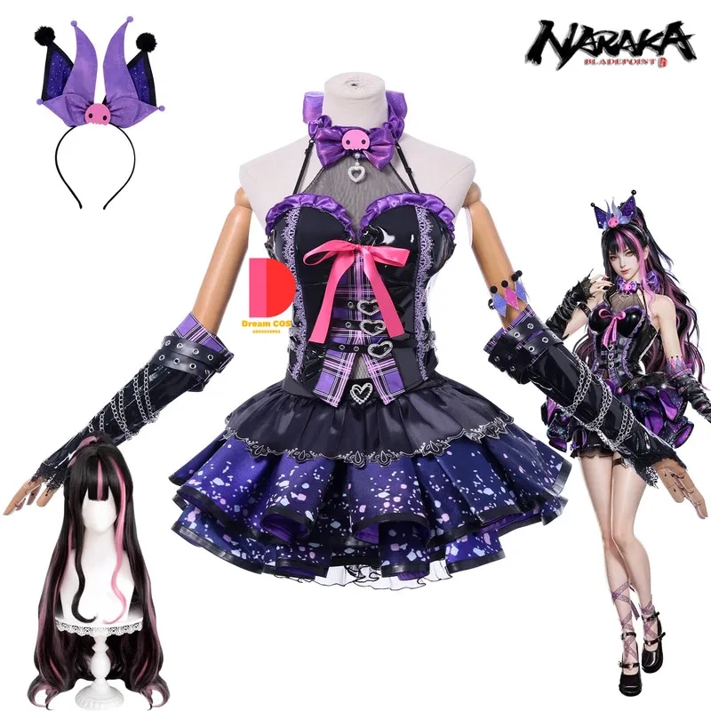 

Game Naraka: Bladepoint YuLingLong Cosplay Anime New Costume Comic Con Role Playing Purple Lolita Dress Wig for Women Adult