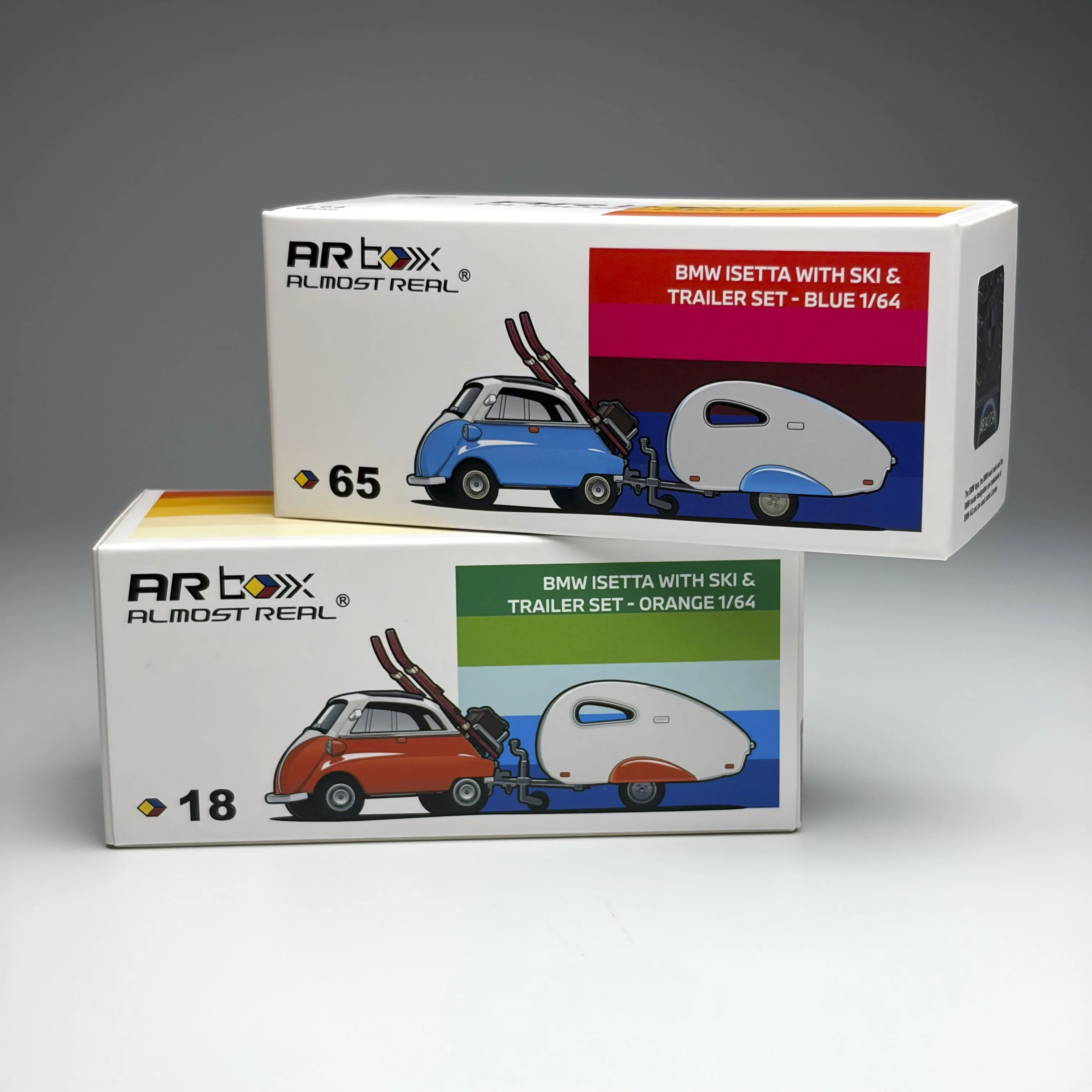 In Stock 1:64 New Product ISETTA with Skiing Equipment and Trailer Kit. Alloy Cast Static Car Model. High-end Decorative Piece.