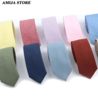 Wed Cotton Tie Solid Color Necktie For Man Woman Blue Pink Yellow Skinny Slim Ties Fashion Wedding Party Gifts Men Accessories