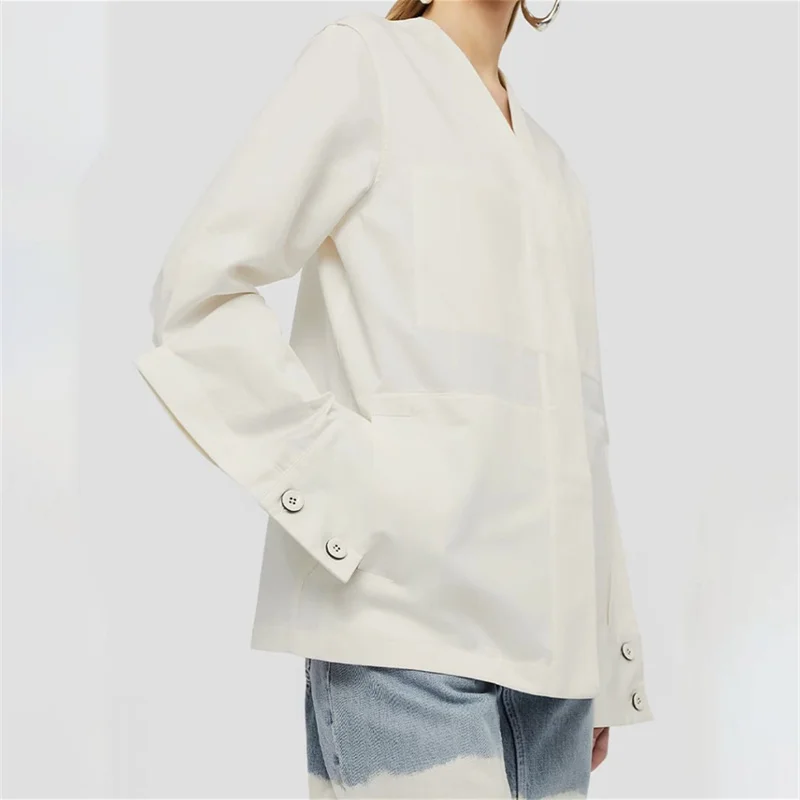 

Women jacket 2024 Summer New Irregular Sleeves Pure Cotton Long sleeved Top Casual versatile thin overcoat y2k Women coat shirt