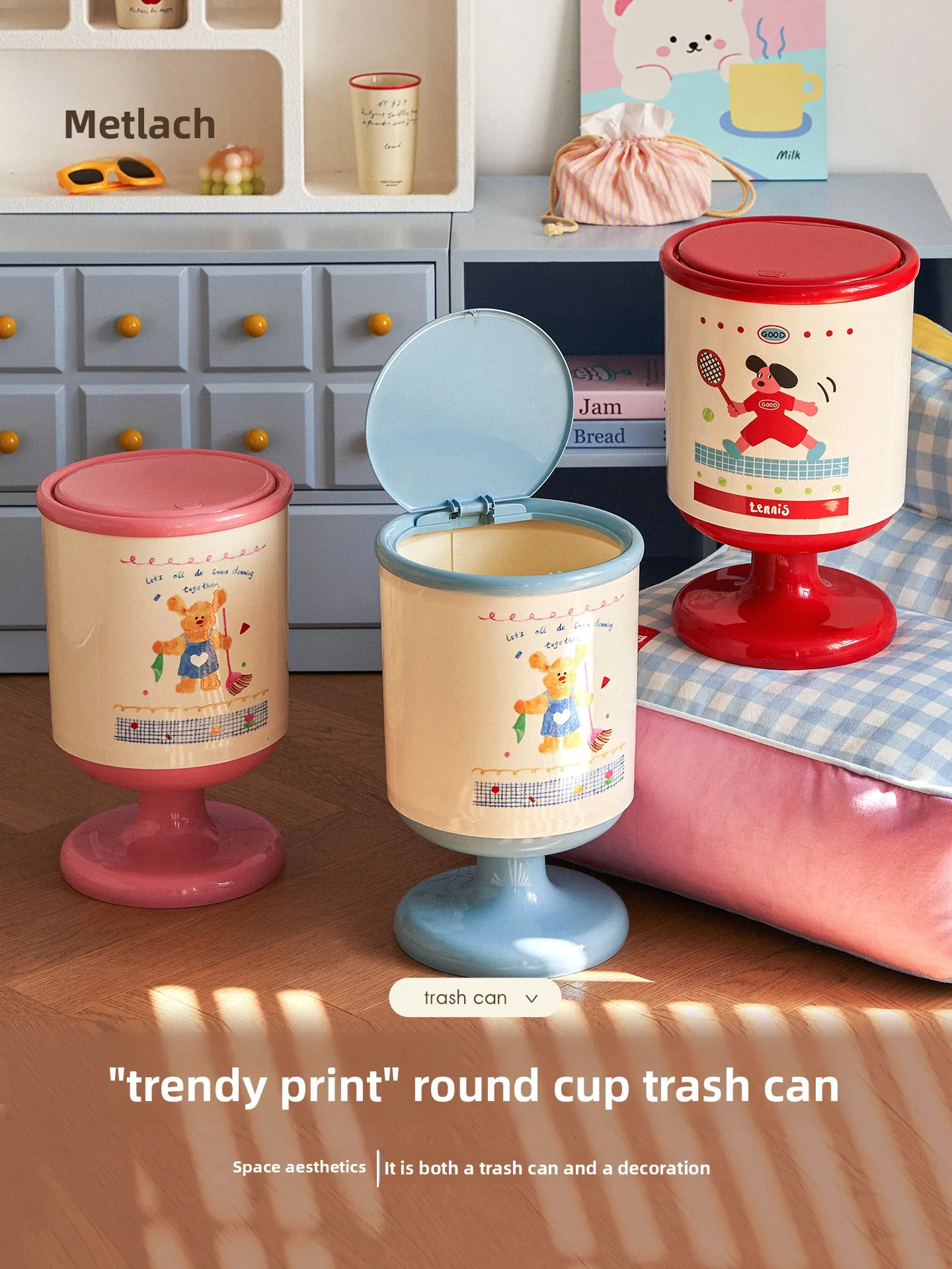 

Large Capaci Tra Can High Sle Home Use Batoom Living Room Covered Thiened Plastic round ape Fly Cleaning Tool