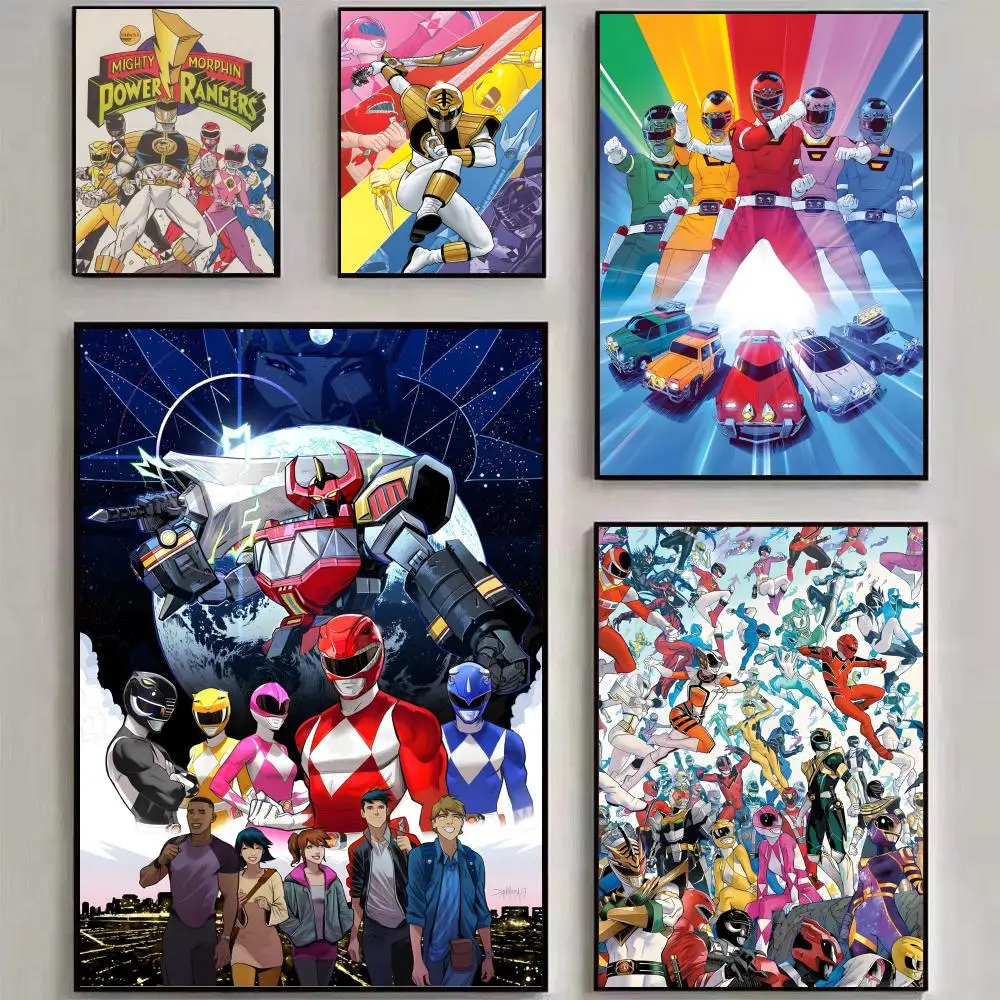 Mighty Morphin Power Rangers Painting Calligraphy Canvas Poster Wall Art Aesthetic Home Decoration for Living Room