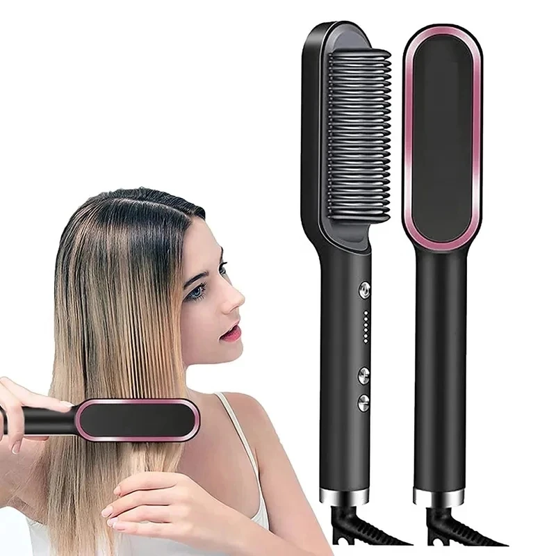 

Щетка для выпрямления и укладки волос, многофункциональный выпрямитель с отрицательными ионами, инструмент для укладки, 2 в 1