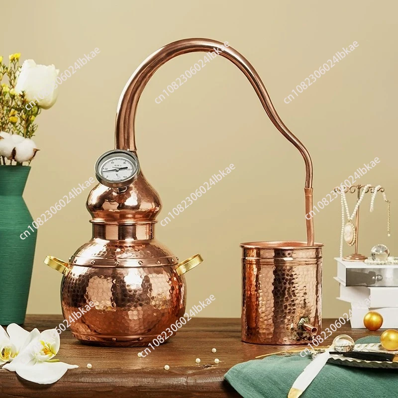 Household 3L Pure Dew Ancient Distillation Machine Distillation Equipment Red Copper Purifier Essential Oil Distiller 1pc
