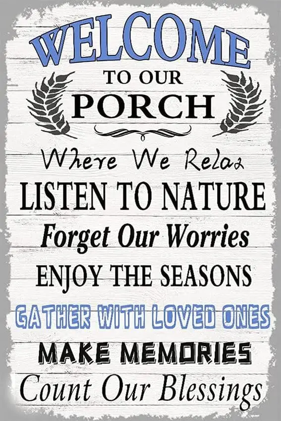 Y1,Vintage Metal Tin Sign Welcome to Our Porch Home Decor Patio Farmhouse Bar Coffee Shop Wall es-aluminum