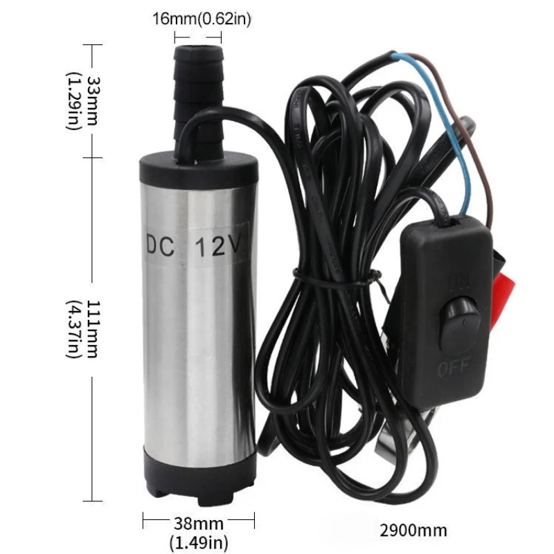 전기 연료 이송 펌프 물 오일 이송 연료 주입 잠수 펌프 디젤 물 펌프 12V 38mm 자동차 오토바이용