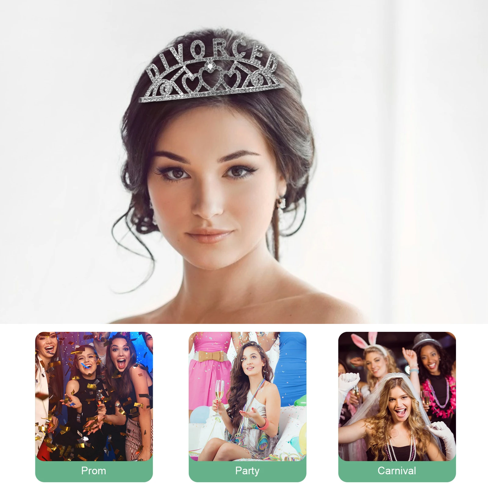 

Crown Headpiece Crown For Women Party Silver Alloy Adjustable Style Hair Accessories Styling