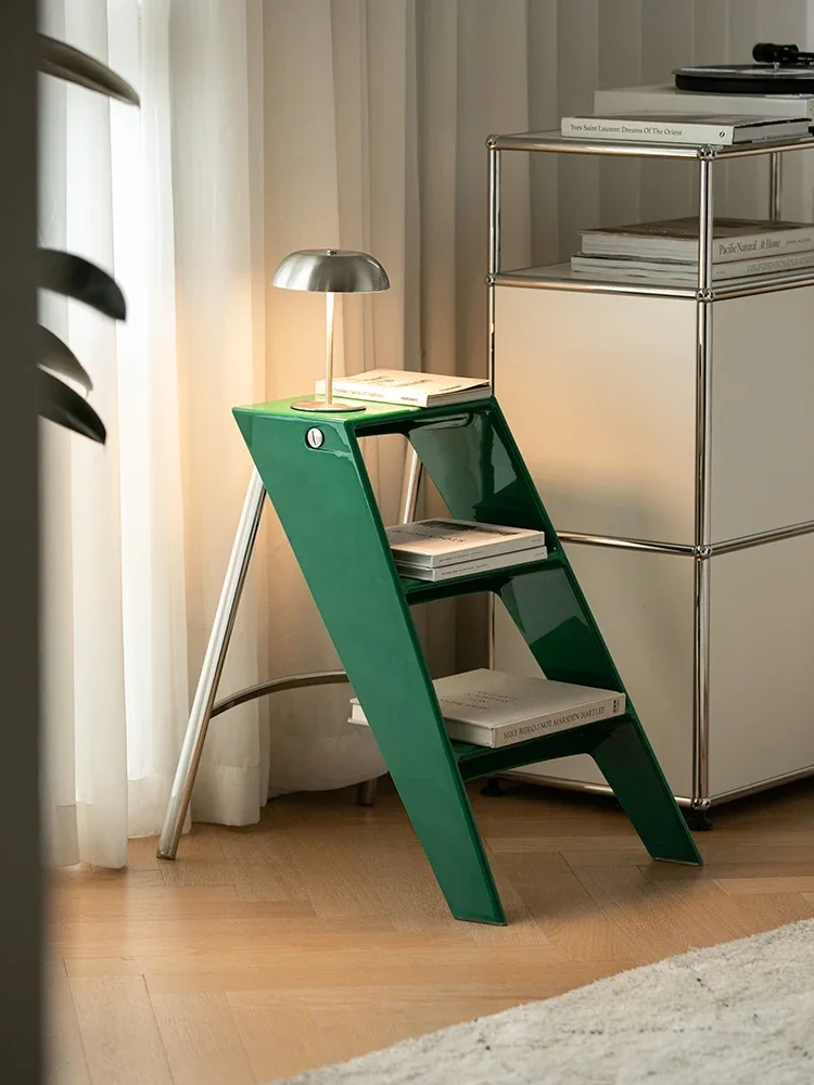 Nordic ladder frame, few corners on the sofa side, household folding multi-functional three-step herringbone ladder