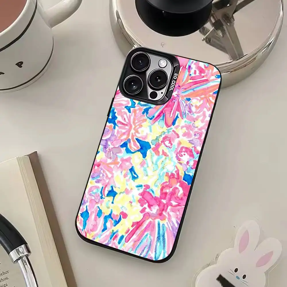 Coque de téléphone avec Graffiti aquarelle, fleurs de couleur Pure, pour iPhone17,16,15,14,13,12,11 Plus,Pro Max, noir bonbon, mat, antichoc