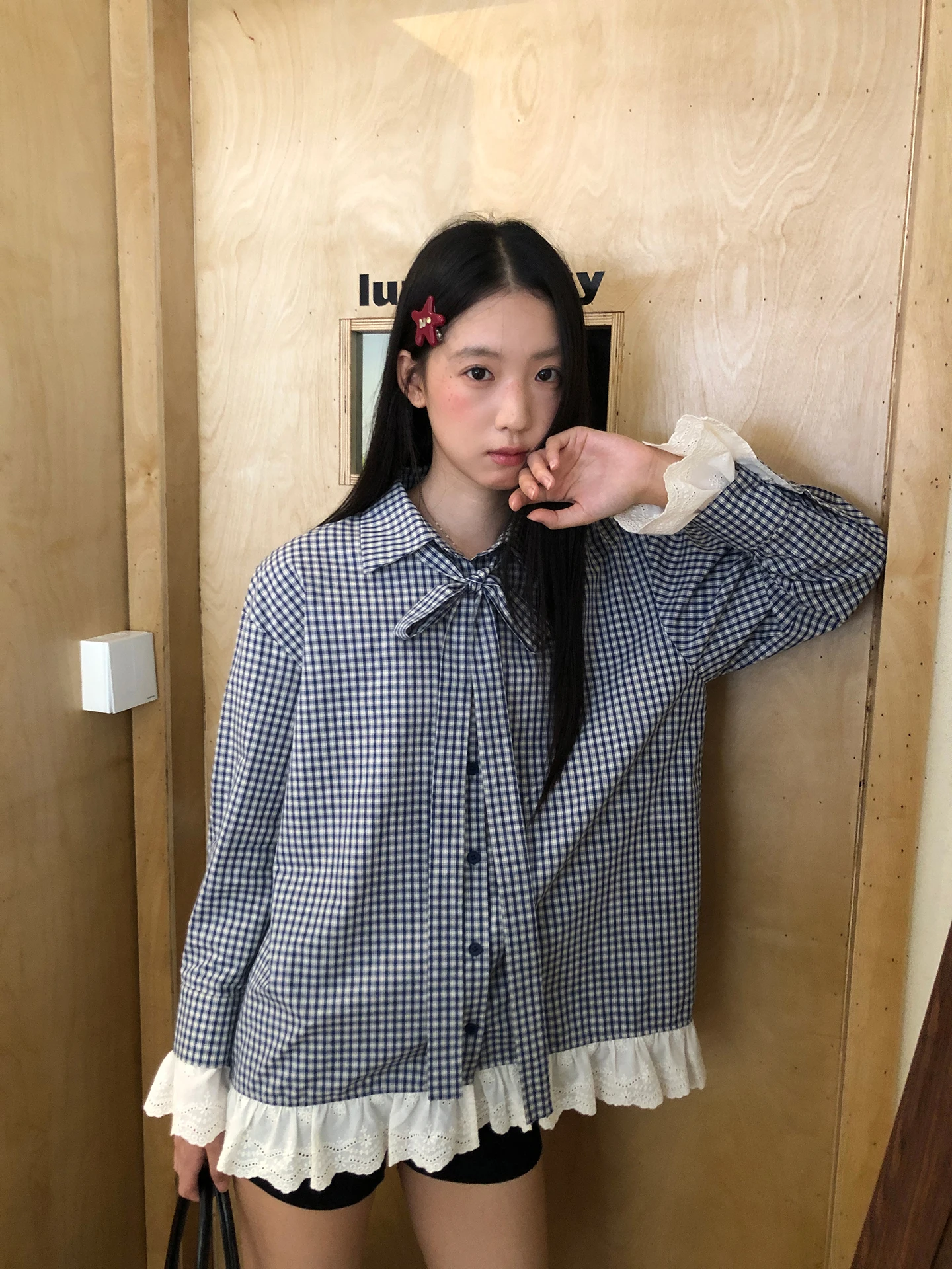 Csa Hoada de Manga Larga a Cuadros Azules para Mujer, Estilo Otoño 2025, Informal, Cómoda, Transpirable, de Aodón, con...